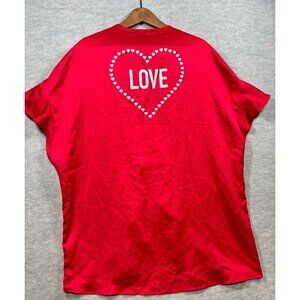 Victorias Secret Red Satin Love Kimono Robe Top Tie Front Valentines ‎ One Size